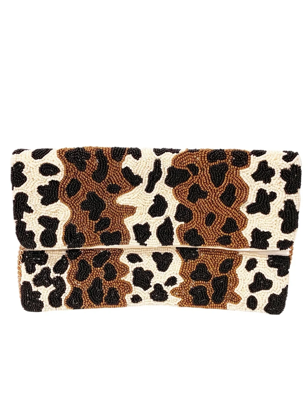 Leopard Animal Print Made in India Glass Beads Clutch Bag